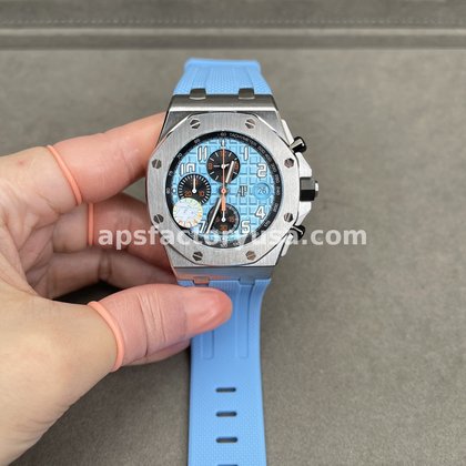QC photographs, Royal Oak Offshore Chronograph 26238ST, blue dial, 7 frames